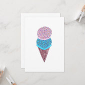 円錐形のかわいい誕生日の倍のアイスクリーム カード (正面/裏面インサイチュ)
