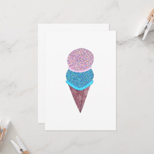 円錐形のかわいい誕生日の倍のアイスクリーム カード (正面/裏面インサイチュ)