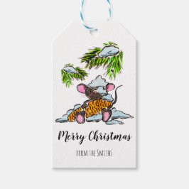 円錐形のクリスマスと正月のマウス ギフトタグ