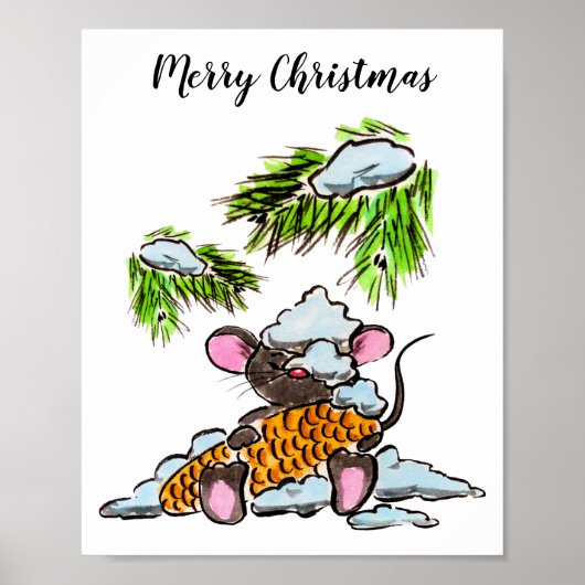 円錐形のクリスマスと正月のマウス ポスター (正面)