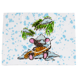 円錐形のクリスマスと正月のマウス ラージペーパーバッグ