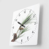 円錐形の松の枝 スクエア壁時計 (傾斜)