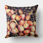 円錐形及びドングリの写真が付いている秋の枕 クッション (裏面)