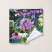 円錐花のピンクのガーデンフロックスの風景 バスタオルセット (ウォッシュタオル)