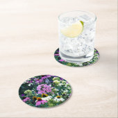 円錐花のピンクのガーデンフロックスの風景 ラウンドペーパーコースター (インサイチュ)