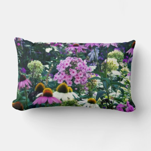 円錐花のピンクのガーデンフロックスの風景 ランバークッション (正面)