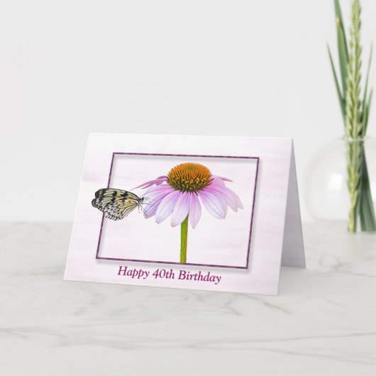 円錐花の第40回誕生日蝶 カード (正面)