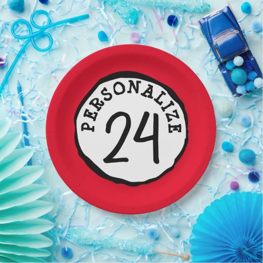 円間抜けカスタム文字クラシック丸型シール ペーパープレート (パーティー)