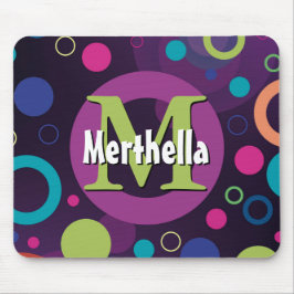 円鮮やかリングや輪レトロパーソナライズされた紫 マウスパッド