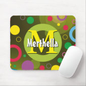 円鮮やかリングや輪レトロパーソナライズされた緑 マウスパッド (マウス)