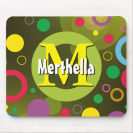円鮮やかリングや輪レトロパーソナライズされた緑 マウスパッド