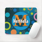 円鮮やかリングや輪レトロパーソナライズされた青 マウスパッド (マウス)