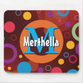 円鮮やかリングや輪レトロパーソナライズされた マウスパッド (正面)