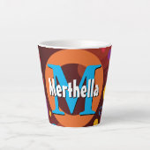 円鮮やかリングや輪レトロモノグラムパーソナライズされた カフェラテマグ (正面)