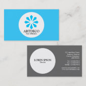 円 – アールデコ – スカイブルー 名刺 (正面/裏面)