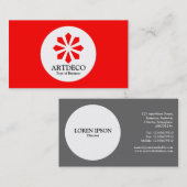 円 – アールデコ – 赤 名刺 (正面/裏面)