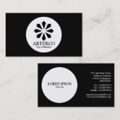 円 – アールデコ – 黒 名刺 (正面/裏面)