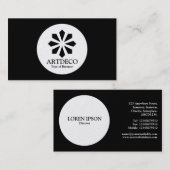 円 – アールデコ – 黒(金ゴールド) 名刺 (正面/裏面)