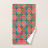 円 – オレンジ、ティール(緑がかった色) バスタオルセット (ハンドタオル)