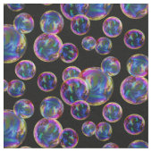 円、カラフル、虹の泡、黒の点 ファブリック (クローズアップ)