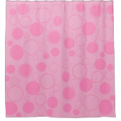 円、バブル、ピンク色 シャワーカーテン (正面)