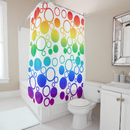 円、バブル、虹の色 シャワーカーテン