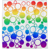 円、バブル、虹の色 シャワーカーテン (正面)