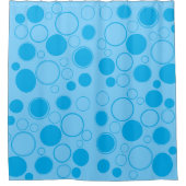 円、バブル、青、シアン シャワーカーテン (正面)