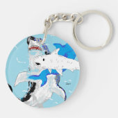 円（両面）キーチェーンサメ キーホルダー (裏面)