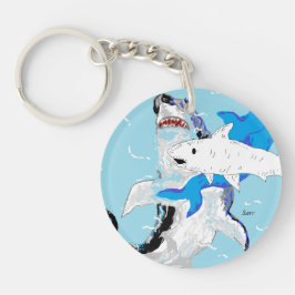 円（両面）キーチェーンサメ キーホルダー