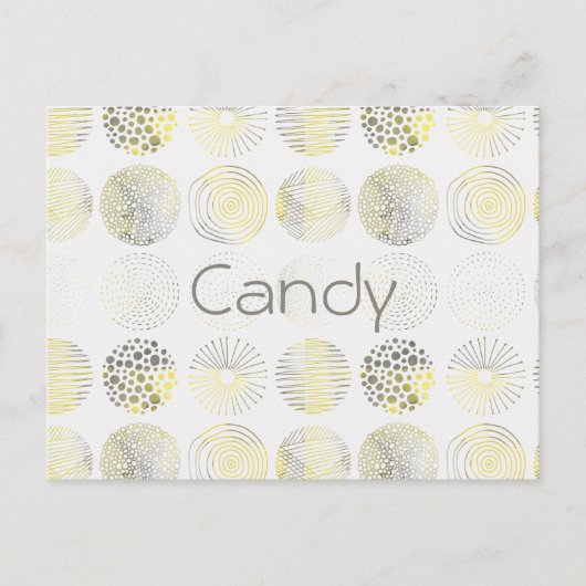 円、手書き、らせん状、ドット、黄色、茶色 ポストカード (正面)