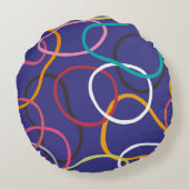 円、抽象芸術帯のシームレスなヴィンテージパターン。 ラウンドクッション (裏面)