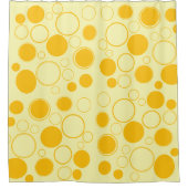 円、泡、黄色とレモン シャワーカーテン (正面)