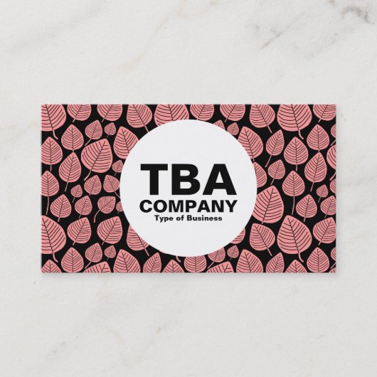 円 – 葉色 – 黒のソフトピンク 名刺 (正面)