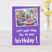 円(顔誕生日カード、白い封筒付き) カード (黄色い花)