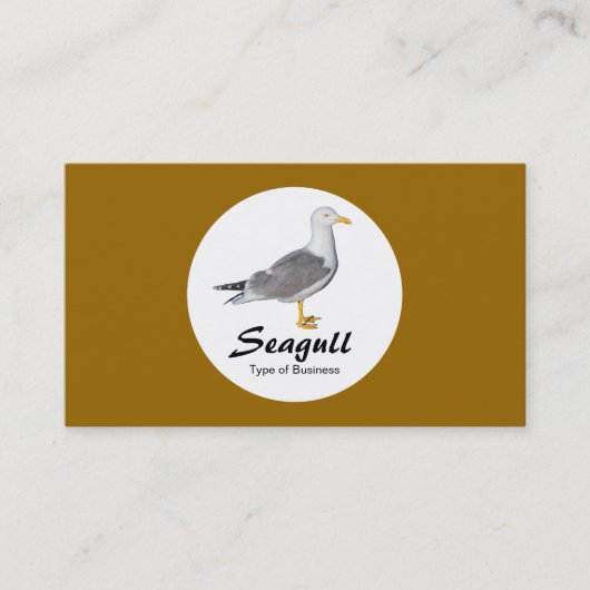 円 – 黄色い脚のカモメ – 深いゴールデンブラウン 名刺 (正面)