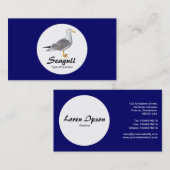 円 – 黄色い脚のカモメ – 深い海軍 名刺 (正面/裏面)