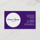 円 – 黄色い脚のカモメ – 深い紫 名刺 (裏面)