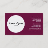 円 – 黄色い足のカモメ – 深いクリムゾン 名刺 (裏面)