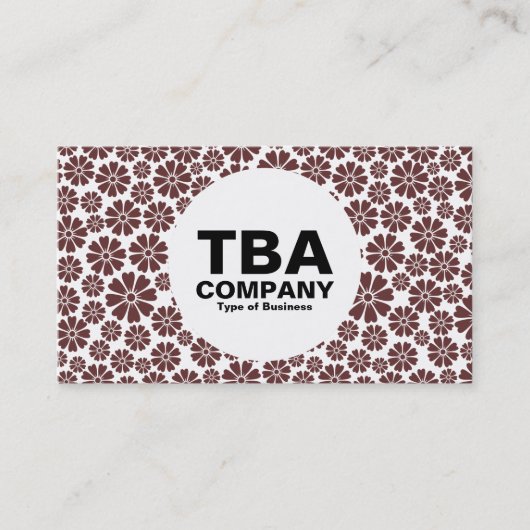 円 – 8花びら – 濃い茶色（白） 名刺 (正面)