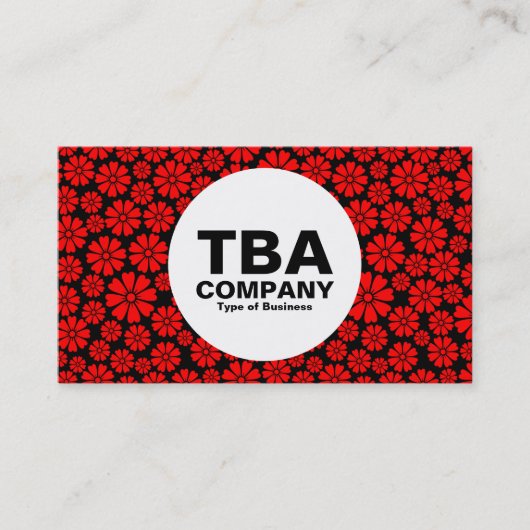 円 – 8花びら – 黒の赤 名刺 (正面)