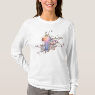 円Nの渦巻の十字 Tシャツ
