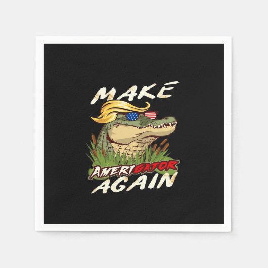 再おもしろいびアメリゲーターをドナルド・パロディ・アメリカンにする スタンダードカクテルナプキン (正面)