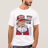 再おもしろいびクリスマスを作るトランプサンタ素晴らしー Tシャツ (正面)