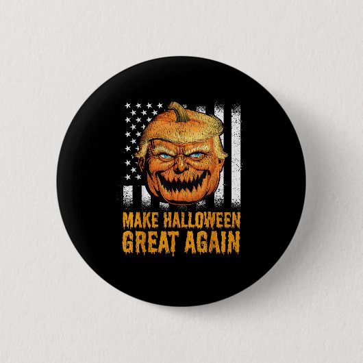 再おもしろいびハロウィーンを作るUsa Trumpkin素晴らし 缶バッジ (正面)