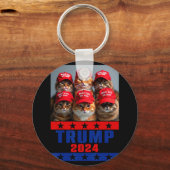再おもしろいび猫を救作るアメリカ合衆国トランプ キーホルダー (正面)