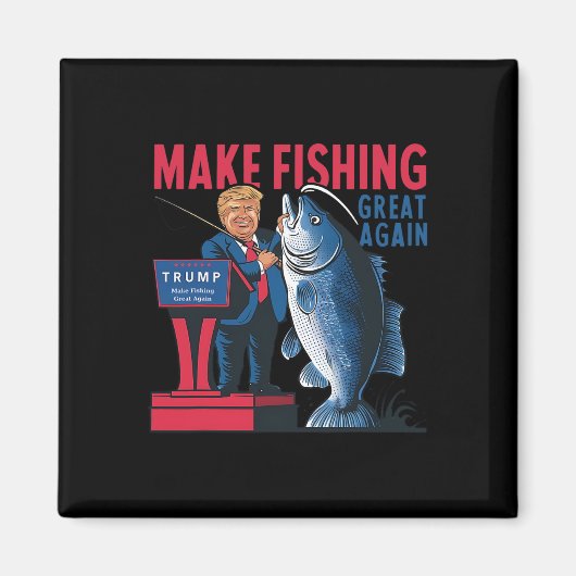 再びおもしろい魚釣り素晴らしを作るトランプ漁師アン マグネット (正面)