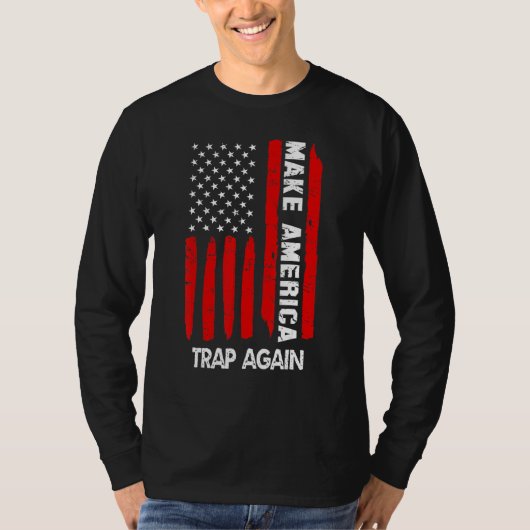 再びアメリカの罠をJの米国国旗4日にする Tシャツ (正面)