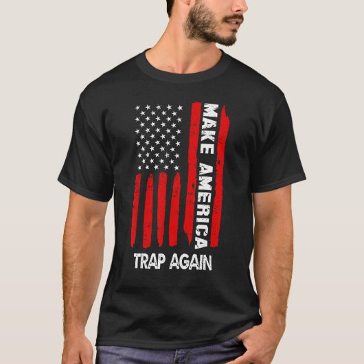 再びアメリカの罠をJの米国国旗4日にする Tシャツ (正面)
