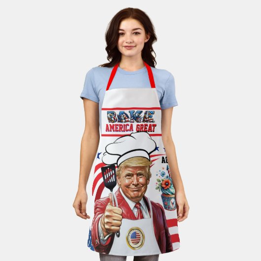 再びアメリカを素晴らし焼く エプロン (着用した状態)
